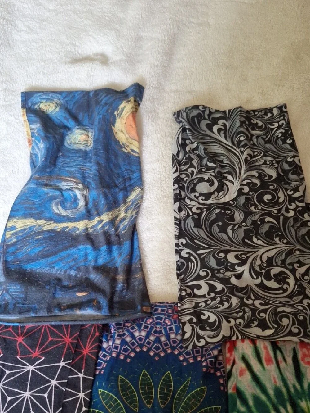 Kids Multi-Pattern Neck Gaiter Scarf - Blue Tie-Dye & Multicolor Designs